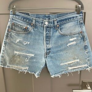 Levi Strauss 501, Boutique distressed, denim short. 501 XX 34W